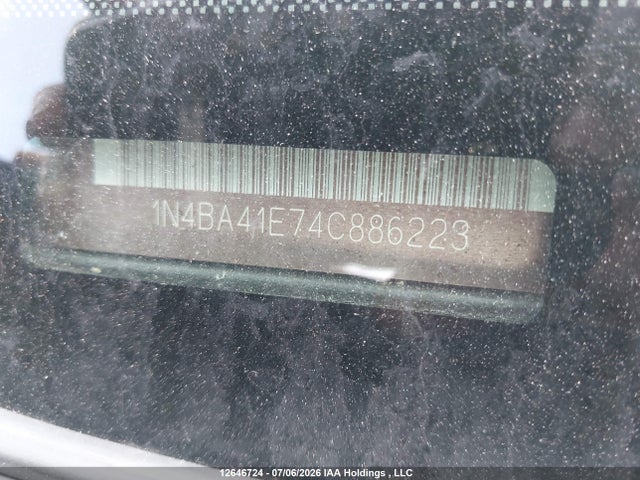 2004 Nissan Maxima მანქანა იყიდება აუქციონზე, vin: 1N4BA41E74C886223, აუქციონის ნომერი: 12646724