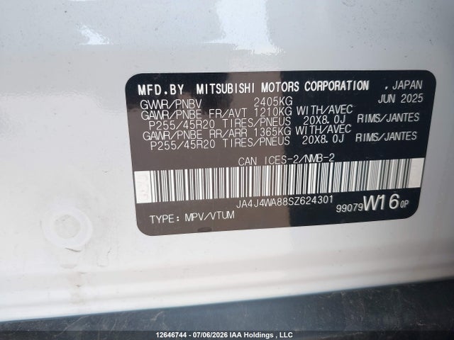 Продажа на аукционе авто 2025 Mitsubishi Outlander Gt Premium S-awc/gt S-awc, vin: JA4J4WA88SZ624301, номер лота: 12646744