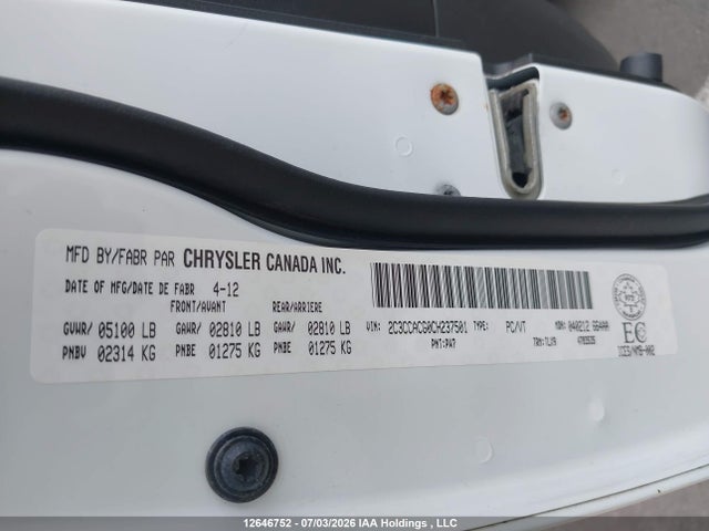 2012 Chrysler 300 Limited მანქანა იყიდება აუქციონზე, vin: 2C3CCACG0CH237501, აუქციონის ნომერი: 12646752
