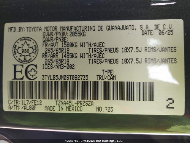 3TYLB5JN0ST082735 Toyota Tacoma