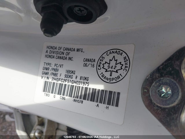 Honda Civic Lx 2016 2HGFC2F51GH031975 Image 9