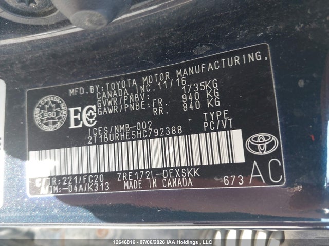 Toyota COROLLA SE 2017 2T1BURHE5HC792388 Image 18
