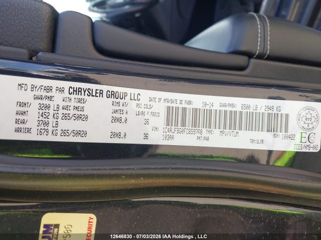 12646830 :رقم المزاد ، 1C4RJFBG0FC659768 vin ، 2015 Jeep Grand Cherokee Limited مزاد بيع