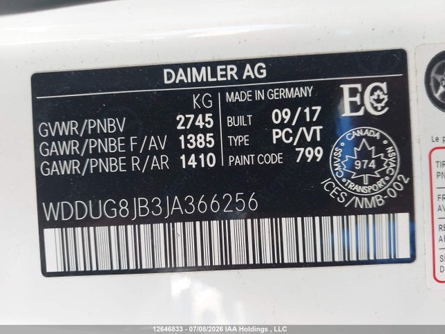 WDDUG8JB3JA366256 Mercedes-Benz Amg S 63 4matic