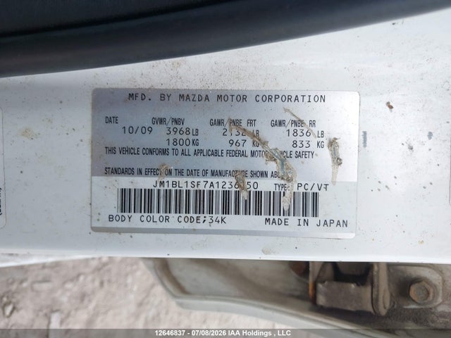 Продаж на аукціоні авто 2010 Mazda 3 I, vin: JM1BL1SF7A1236650, номер лоту: 12646837
