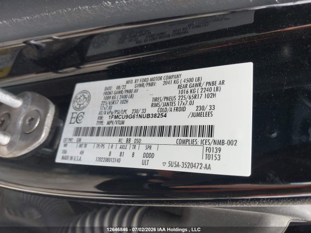 Ford ESCAPE SE 2022 1FMCU9G61NUB38254 Image 9