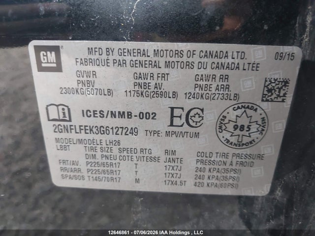 2GNFLFEK3G6127249 Chevrolet Equinox
