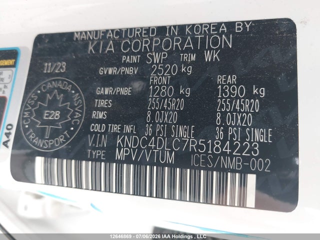Продаж на аукціоні авто 2024 Kia Ev6 Land W/gt-line Pkg 1/land W/gt-line Pkg 2, vin: KNDC4DLC7R5184223, номер лоту: 12646869