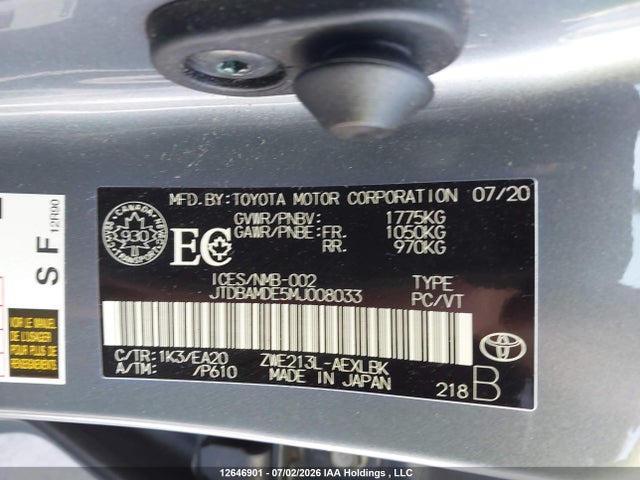 Toyota Corolla 2021 JTDBAMDE5MJ008033 Image 19