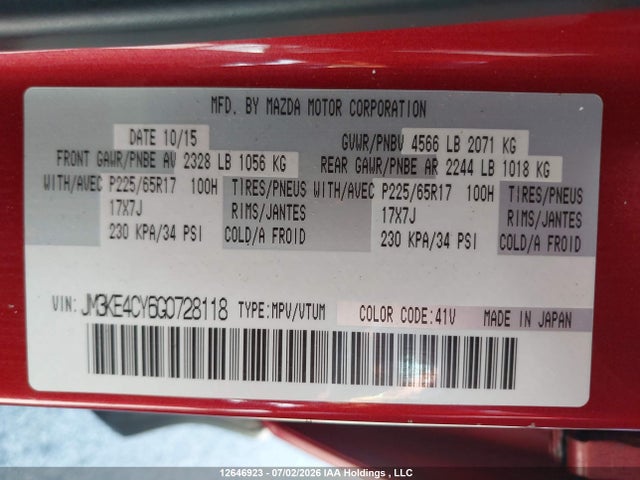 JM3KE4CY6G0728118 Mazda CX-5