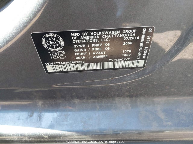 Volkswagen PASSAT S 2017 1VWAT7A34HC002080 Image 9