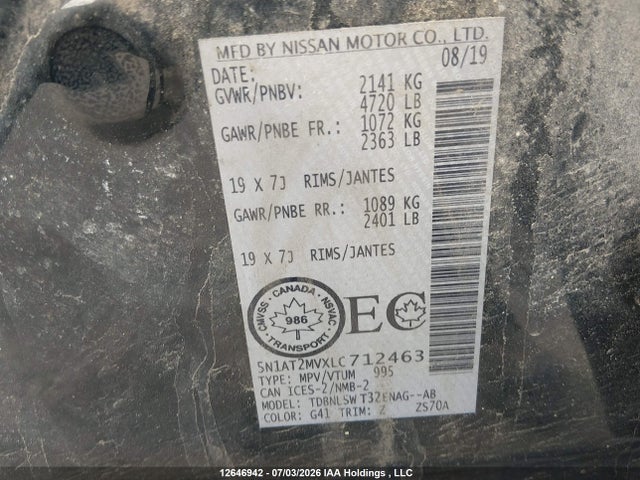 Nissan Rogue S/sl/sv 2020 5N1AT2MVXLC712463 Image 9