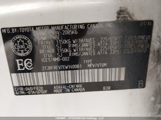Toyota RAV4 LE 2014 2T3BFREV7EW140081 Image 9