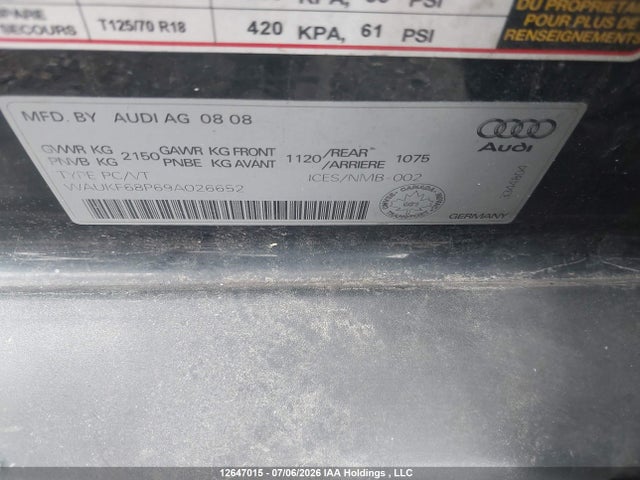 Продаж на аукціоні авто 2009 Audi A3, vin: WAUKF68P69A026652, номер лоту: 12647015