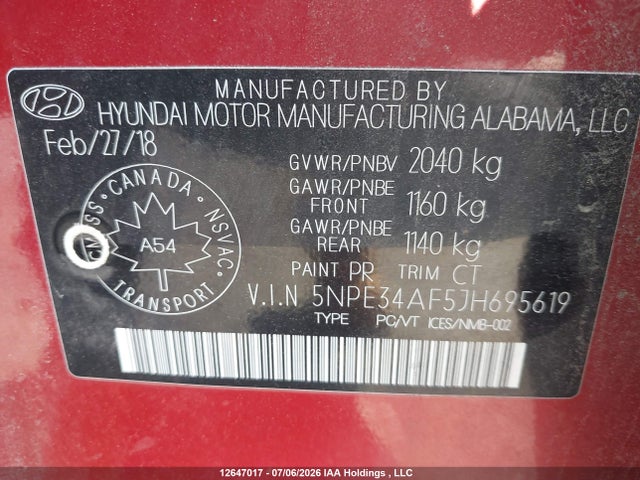 Hyundai SONATA GLS 2018 5NPE34AF5JH695619 Image 19
