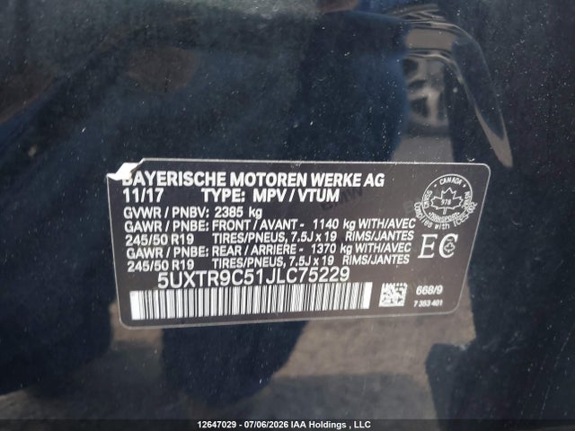 5UXTR9C51JLC75229 BMW X3 Xdrivem40i