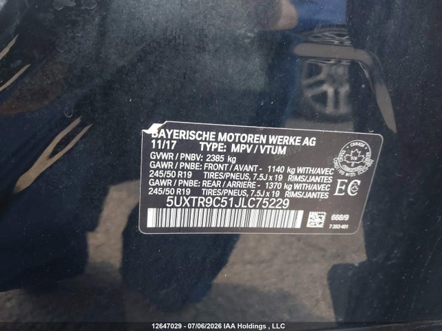 5UXTR9C51JLC75229 BMW X3 Xdrivem40i