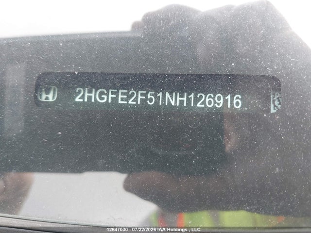 12647030 :رقم المزاد ، 2HGFE2F51NH126916 vin ، 2022 Honda Civic مزاد بيع