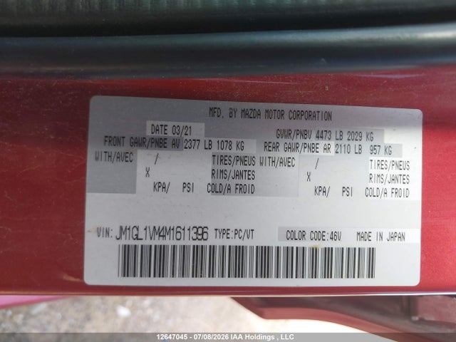 Mazda 6 TOURING 2021 JM1GL1VM4M1611396 Image 9