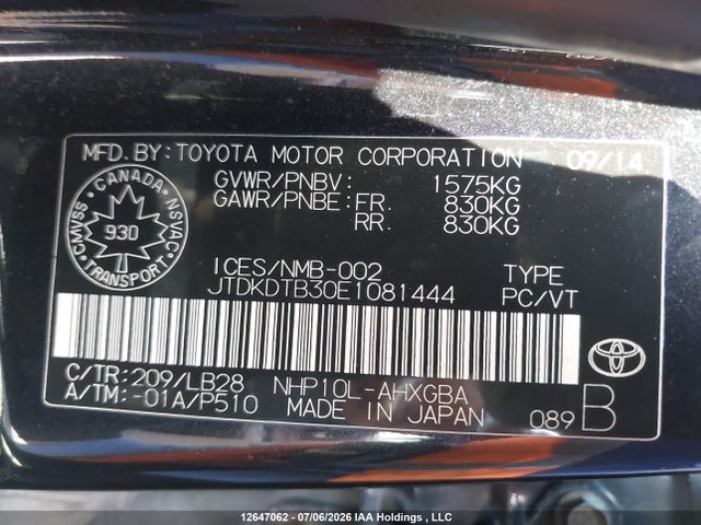 Toyota PRIUS C 2014 JTDKDTB30E1081444 Image 18