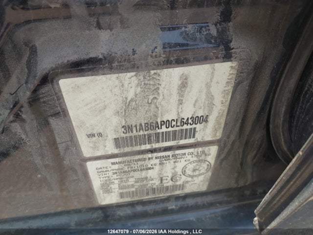 Aukcja sprzedaży 2012 Nissan Sentra 2.0/2.0s/sr/2.0sl, vin: 3N1AB6AP0CL643004, numer aukcji: 12647079