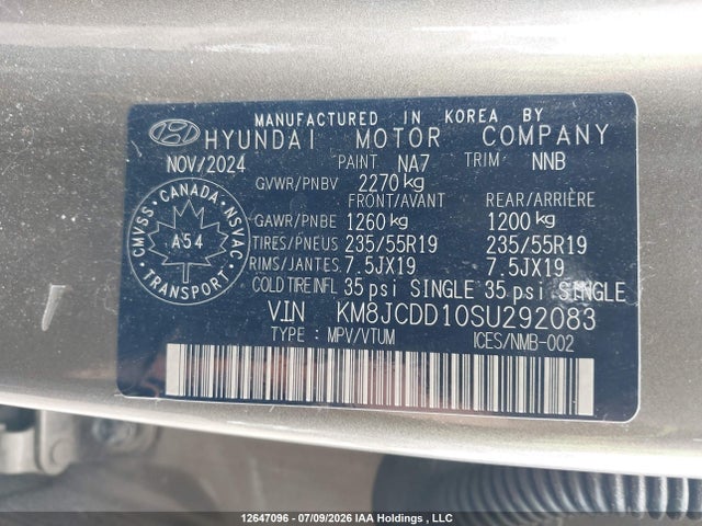 KM8JCDD10SU292083 Hyundai TUCSON HYBRID