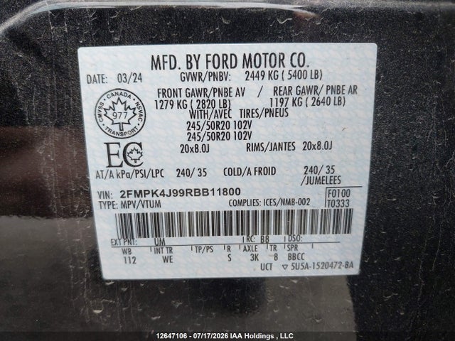 Ford Edge Sel/st Line 2024 2FMPK4J99RBB11800 Image 18