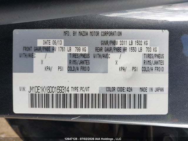 Aukcja sprzedaży 2013 Mazda Mazda2, vin: JM1DE1KY8D0169314, numer aukcji: 12647128