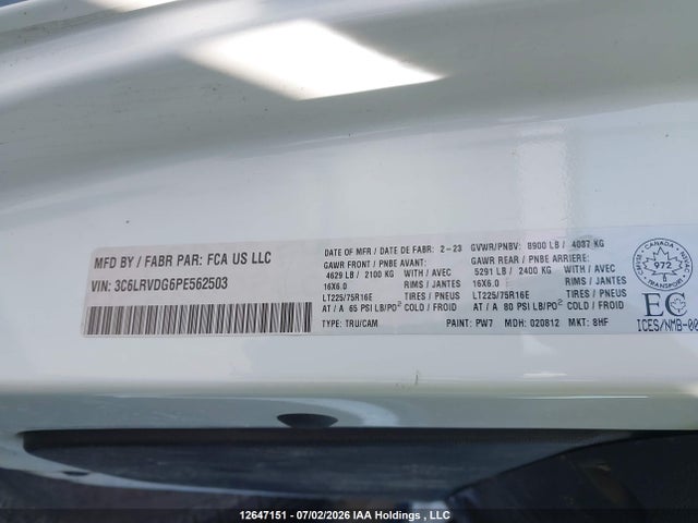 3C6LRVDG6PE562503 RAM Promaster 2500 High Roof 159 In. Wb