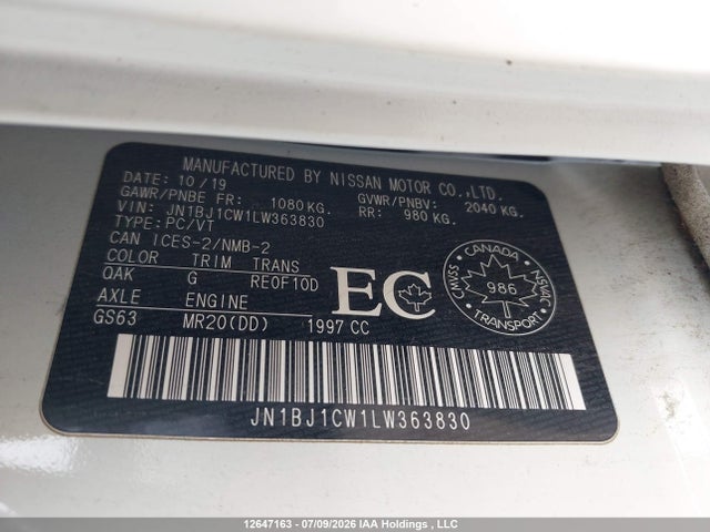 Продаж на аукціоні авто 2020 Nissan Qashqai S/sl/sv, vin: JN1BJ1CW1LW363830, номер лоту: 12647163