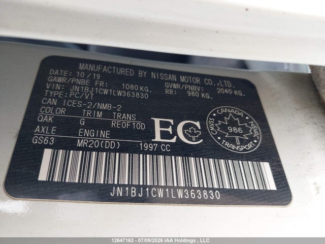 Продаж на аукціоні авто 2020 Nissan Qashqai S/sl/sv, vin: JN1BJ1CW1LW363830, номер лоту: 12647163