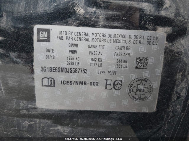Chevrolet Cruze Lt Auto 2018 3G1BE6SM3JS587763 Image 9