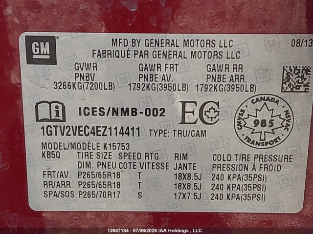 GMC Sierra K1500 Slt 2014 1GTV2VEC4EZ114411 Image 9