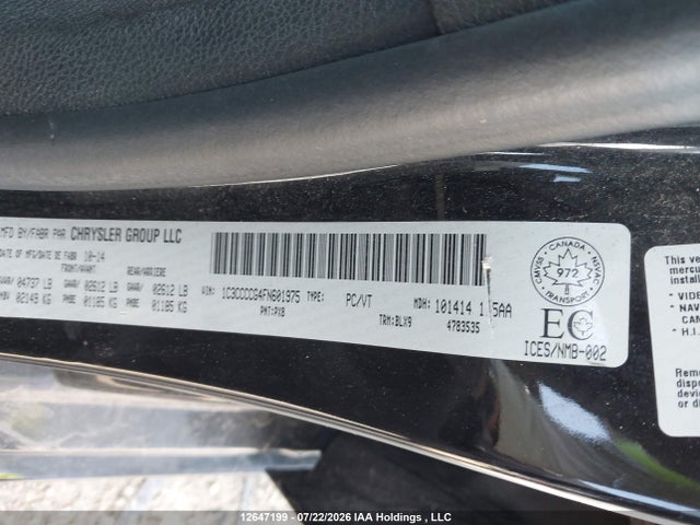 Chrysler 200 C 2015 1C3CCCCG4FN601975 Image 19