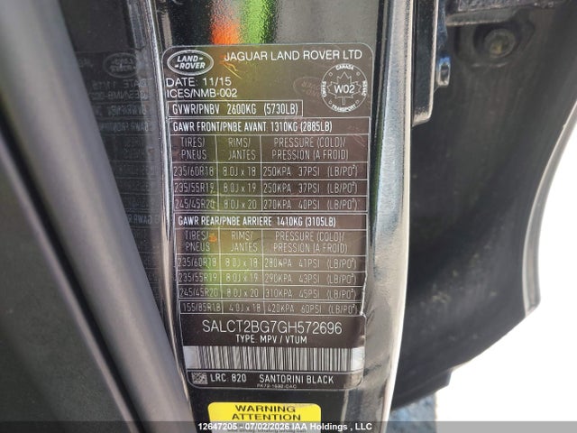 SALCT2BG7GH572696 Land Rover Discovery Sport Hse Luxury