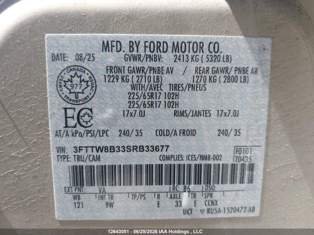 Ford Maverick Xl 2025 3FTTW8B33SRB33677 Image 18