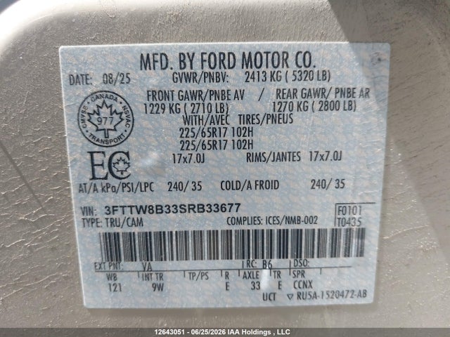 Ford Maverick Xl 2025 3FTTW8B33SRB33677 Image 9