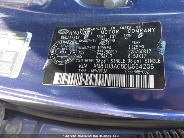 Продаж на аукціоні авто 2013 Hyundai Tucson Gls, vin: KM8JU3AC8DU664236, номер лоту: 12647212