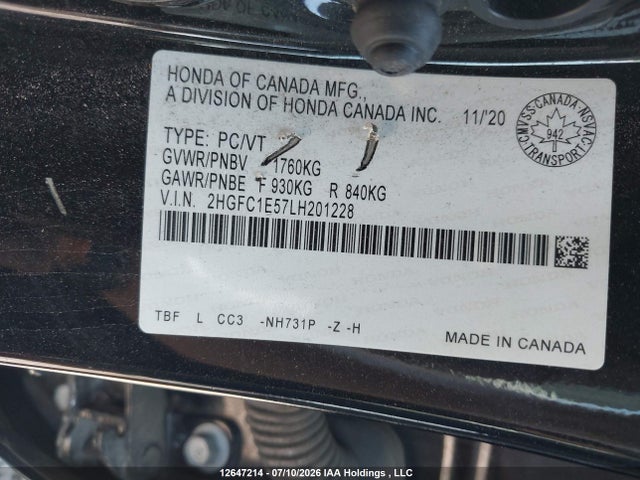 Honda Civic Si Si 2020 2HGFC1E57LH201228 Image 9