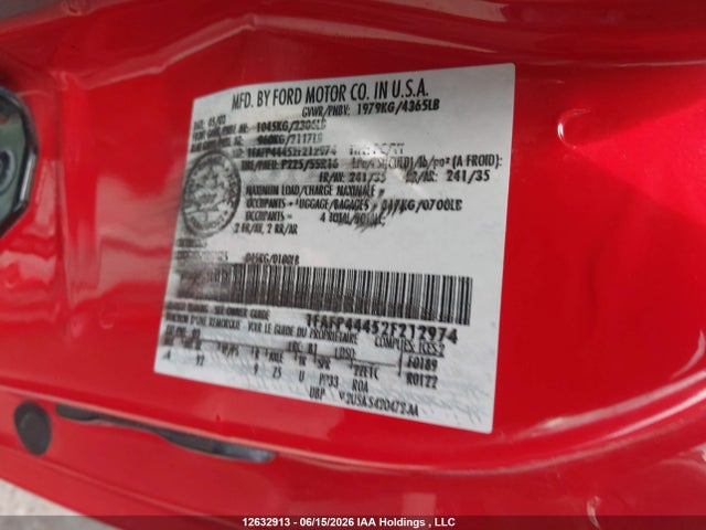 2002 Ford Mustang მანქანა იყიდება აუქციონზე, vin: 1FAFP44452F212974, აუქციონის ნომერი: 12632913