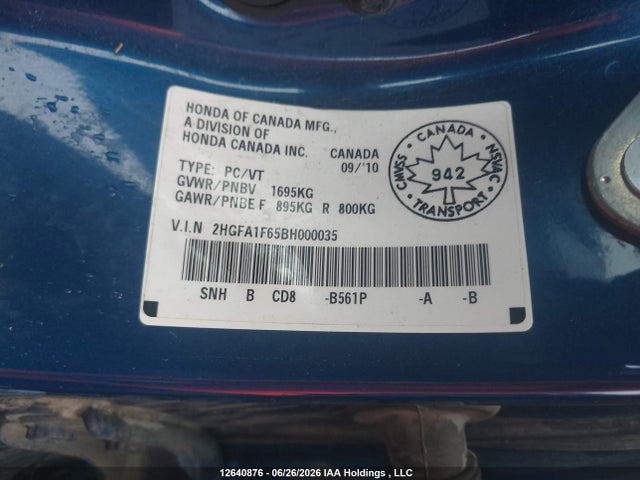 Продаж на аукціоні авто 2011 Honda Civic Se, vin: 2HGFA1F65BH000035, номер лоту: 12640876