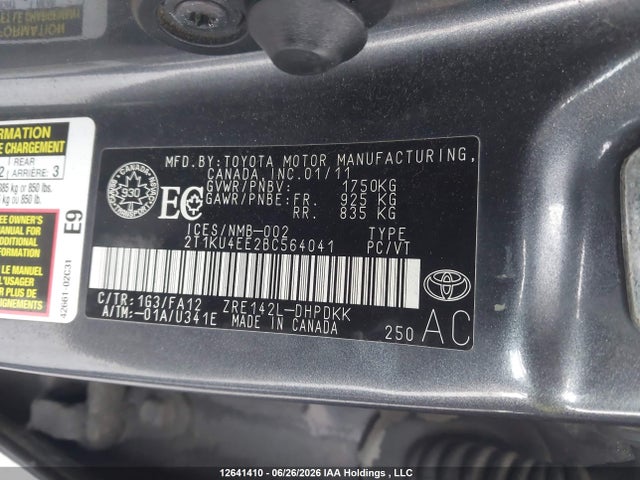 12641410 :رقم المزاد ، 2T1KU4EE2BC564041 vin ، 2011 Toyota Matrix مزاد بيع