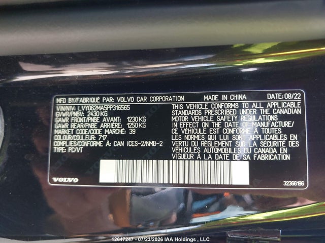 Aukcja sprzedaży 2023 Volvo S90 B6 Ultimate Bright Theme, vin: LVY062MA5PP316565, numer aukcji: 12647247