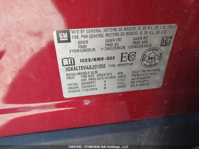 GMC Terrain Sle 2018 3GKALTEV4JL201250 Image 9