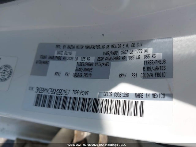 Aukcja sprzedaży 2016 Mazda 3 Sport, vin: 3MZBM1K79GM290157, numer aukcji: 12647262