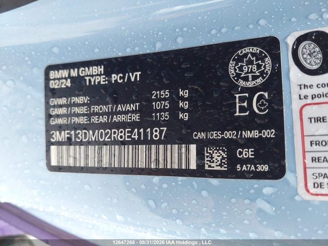 Продаж на аукціоні авто 2024 Bmw M2, vin: 3MF13DM02R8E41187, номер лоту: 12647266