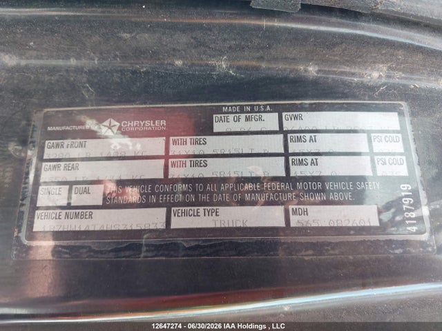Aukcja sprzedaży 1987 Dodge W-series W150, vin: 1B7HW14T4HS315833, numer aukcji: 12647274