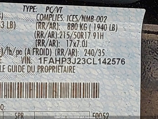 Продаж на аукціоні авто 2012 Ford Focus Titanium, vin: 1FAHP3J23CL142576, номер лоту: 12647286