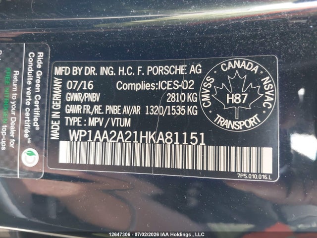 Porsche Cayenne Platinum Edition 2017 WP1AA2A21HKA81151 Image 9