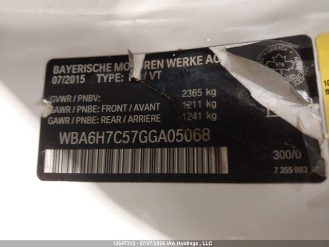WBA6H7C57GGA05068 BMW 650 XI